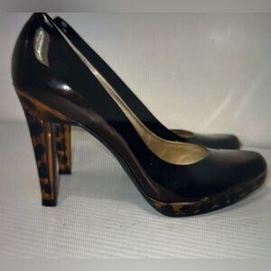 JESSICA SIMPSON "LADONNA"  Brown Patent Leather Tortoise Shell Heels Size 39/9